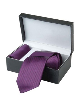 Elite Form Purple Necktie & Pocket Square Set